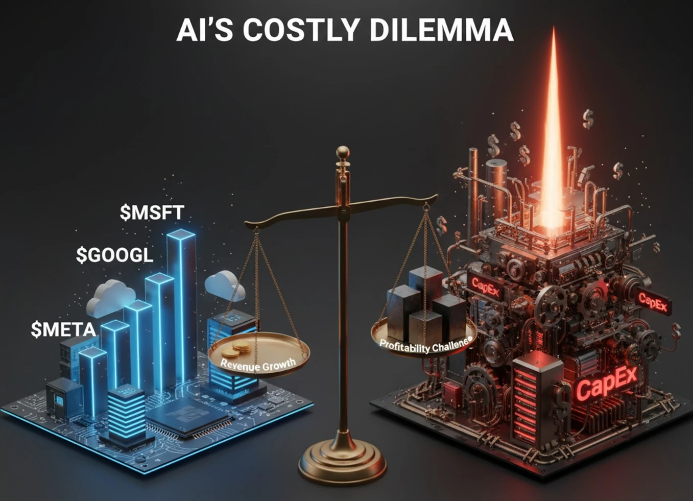 Original published illustration: Tech's Super-Wednesday: From AI Euphoria to the Cost of Reality